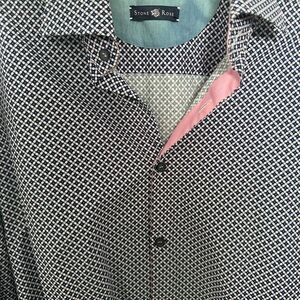 Stone Rose Men's Navy and White Checkered Shirt